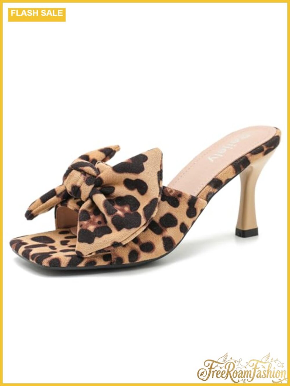 Suede Bow Mule Sandals Square Open Toe Kitten Heel Slip-On Summer Slides